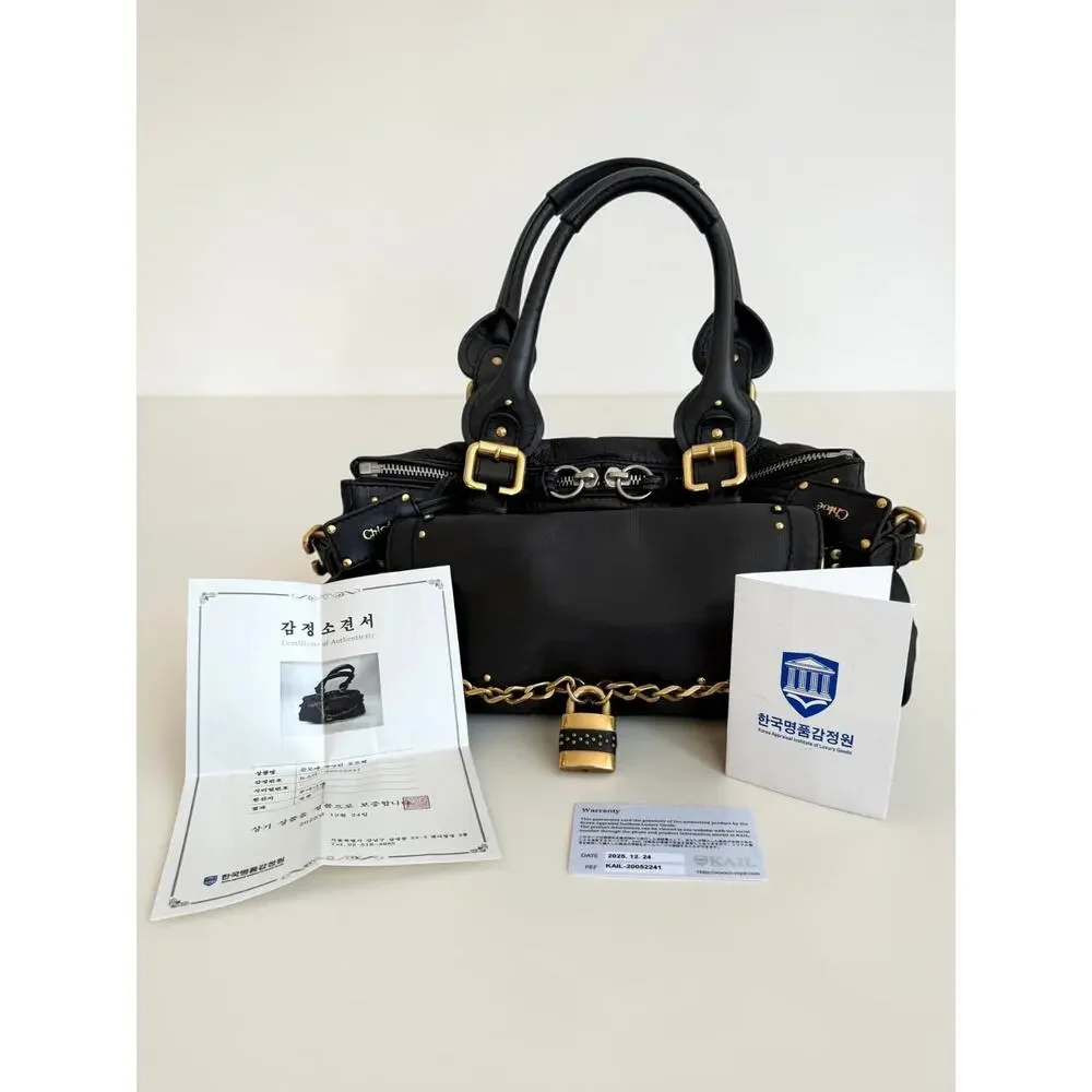 Black Chloé Paddington Bag Rare Vintage Rock n' Roll Stud Chain Padlock